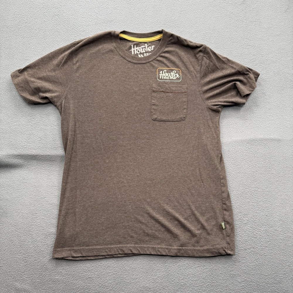 Howler Bros Shirt Mens Medium Brown Pocket‎ Heed The Call Graphic Tee Tagless
